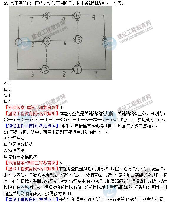 【老师解析】2014年造价工程师造价管理试题及答案（22-28题）