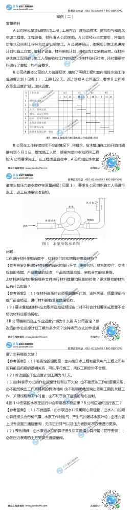 2020二级建造师机电工程实务试题及答案解析案例二（12月）