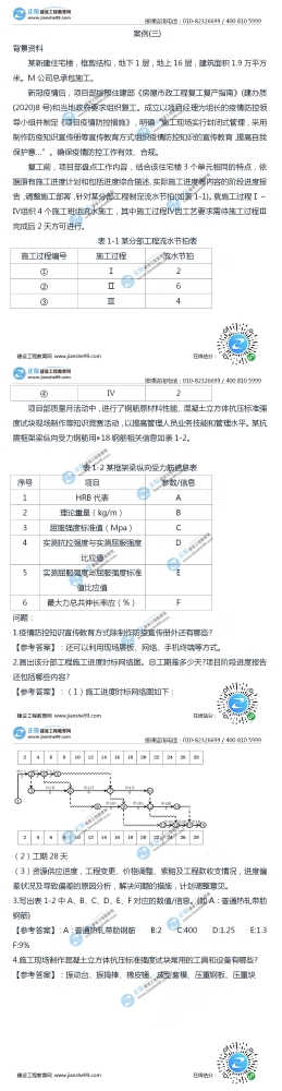 2020二级建造师建筑工程实务试题及答案解析案例三（12月）