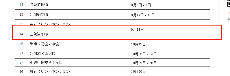 海南2022年二级造价师考试时间已公布